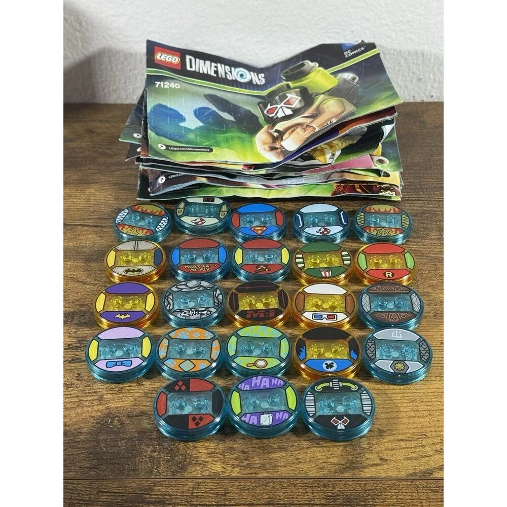 Lot Of 23 Pc. Lego Dimensions Character Tag Bases & 13 Manuals